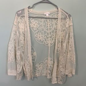 White flower print kimono